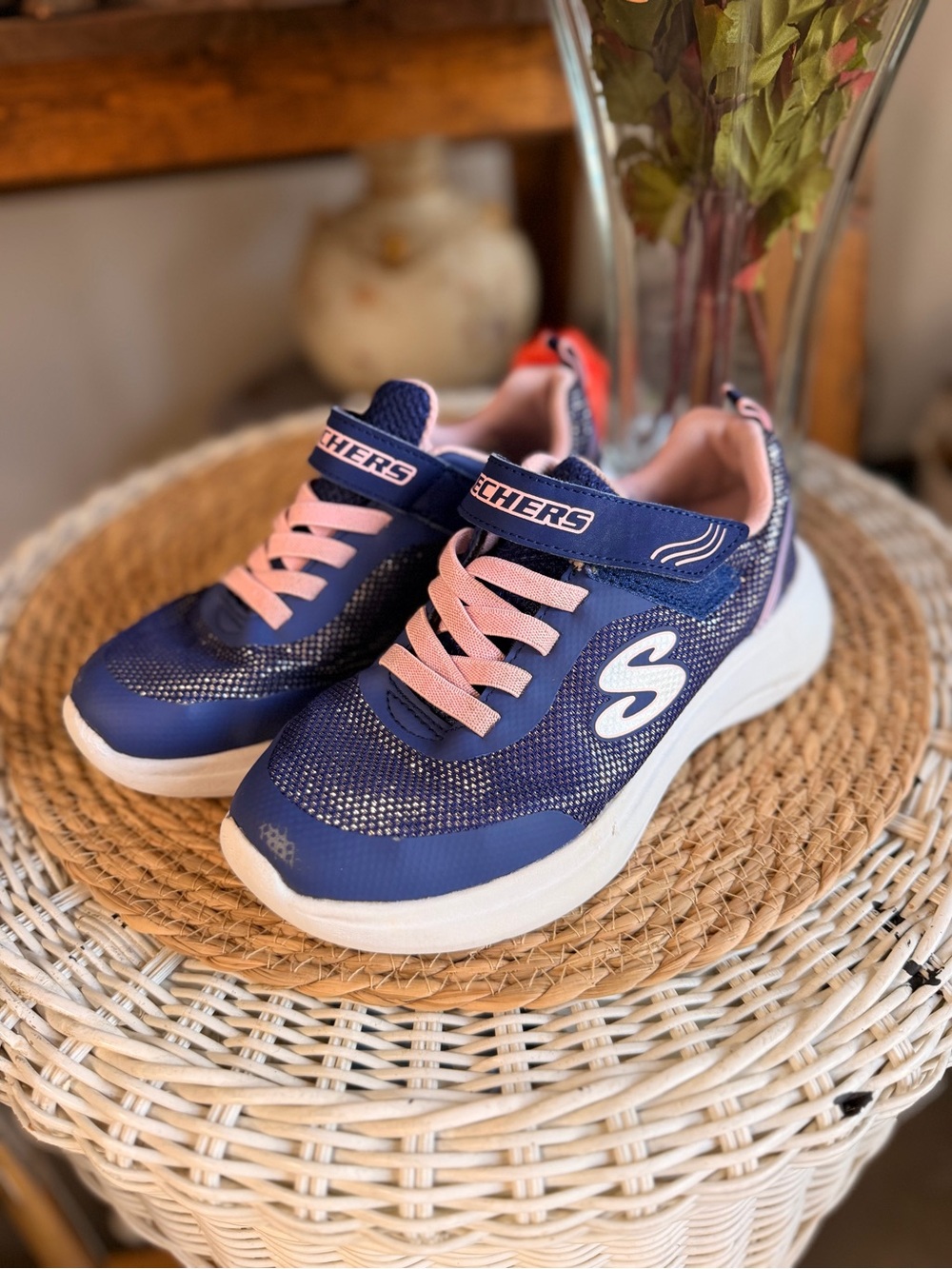 Skechers Kids Navy and Pink Athletic Sneakers